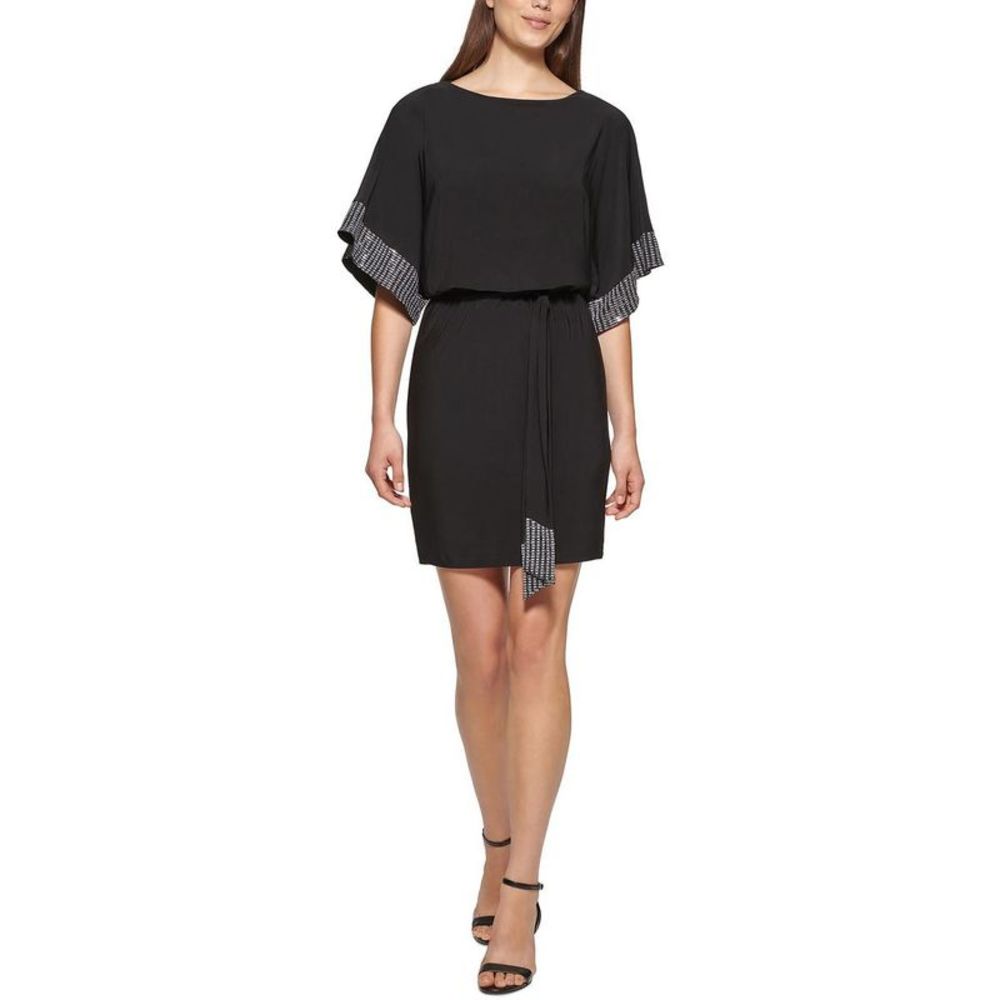 Jessica Howard Blue Sheath Mini Dress Flutter Sleeves